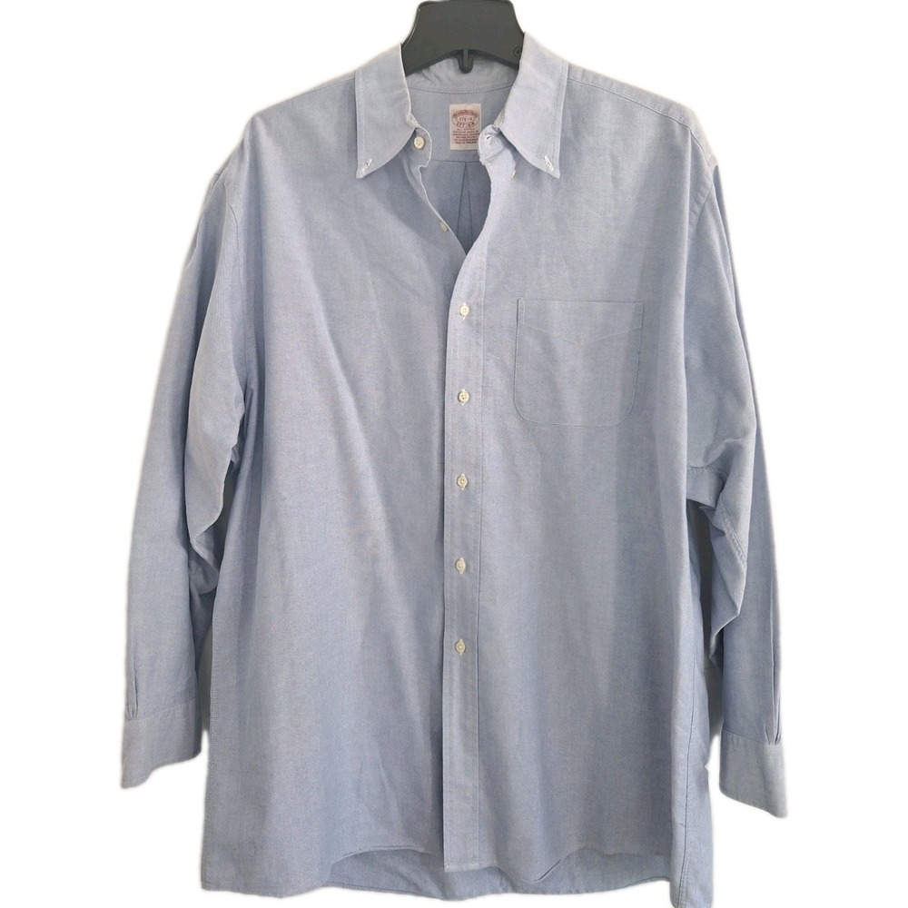 Brooks Brothers Light Blue Long Sleeve Button Down Dress Shirt Size 17 ½ - 4